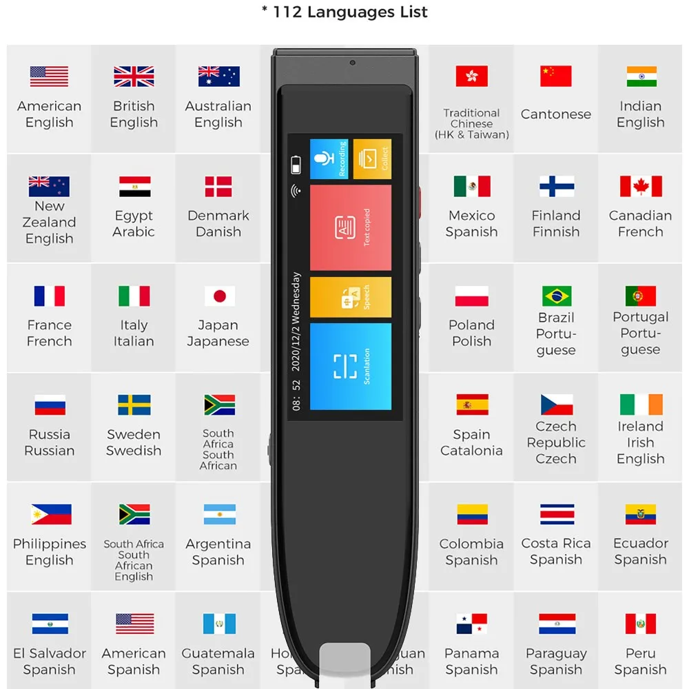 

2023 New Portable Smart 112 Language Translator Pen Multifunction Offline Translation Real Time Language Translator Reading Pen