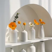 White Ceramic Vase Modern Pottery Flower Bottle Vases Hydroponic Home Decor Table top Small 1