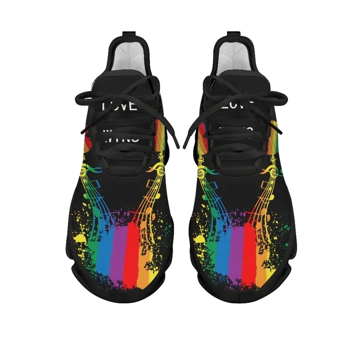 Women's Lightweight Flats Shoes Personalized Rainbow Notes LGBT Pride Printed Sneakers New Youth Non-Slip Walking Jogging Shoes