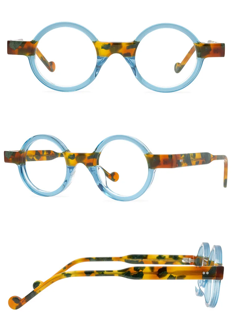 Marken designer Retro runde Brillen fassungen Männer Brillen Frauen Mann Brillen Acetat Myopie Lesen optische Brille Okulos – Detail 5