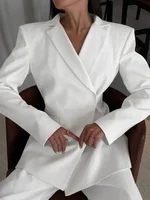 Elegant Women's Backless Black Suit 2026 Ladies Chic Long Sleeve Covered Buttons Hollow Out Blazers White Tops Coat Outerwear - Image 3