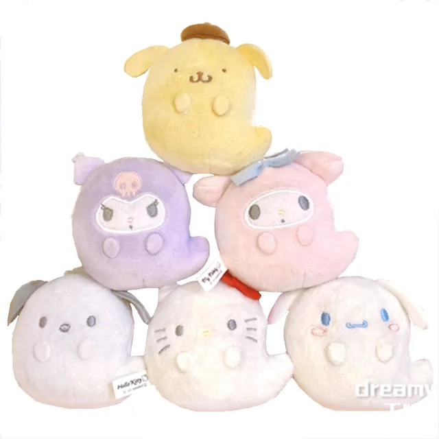 Sanrio Hello Kitty Ghost Plush Keychain Pochacco Kuromi Melody Cinnamoroll Anime Ghosts Sttuffed Toy Key Chain Girls Toys Gift 1
