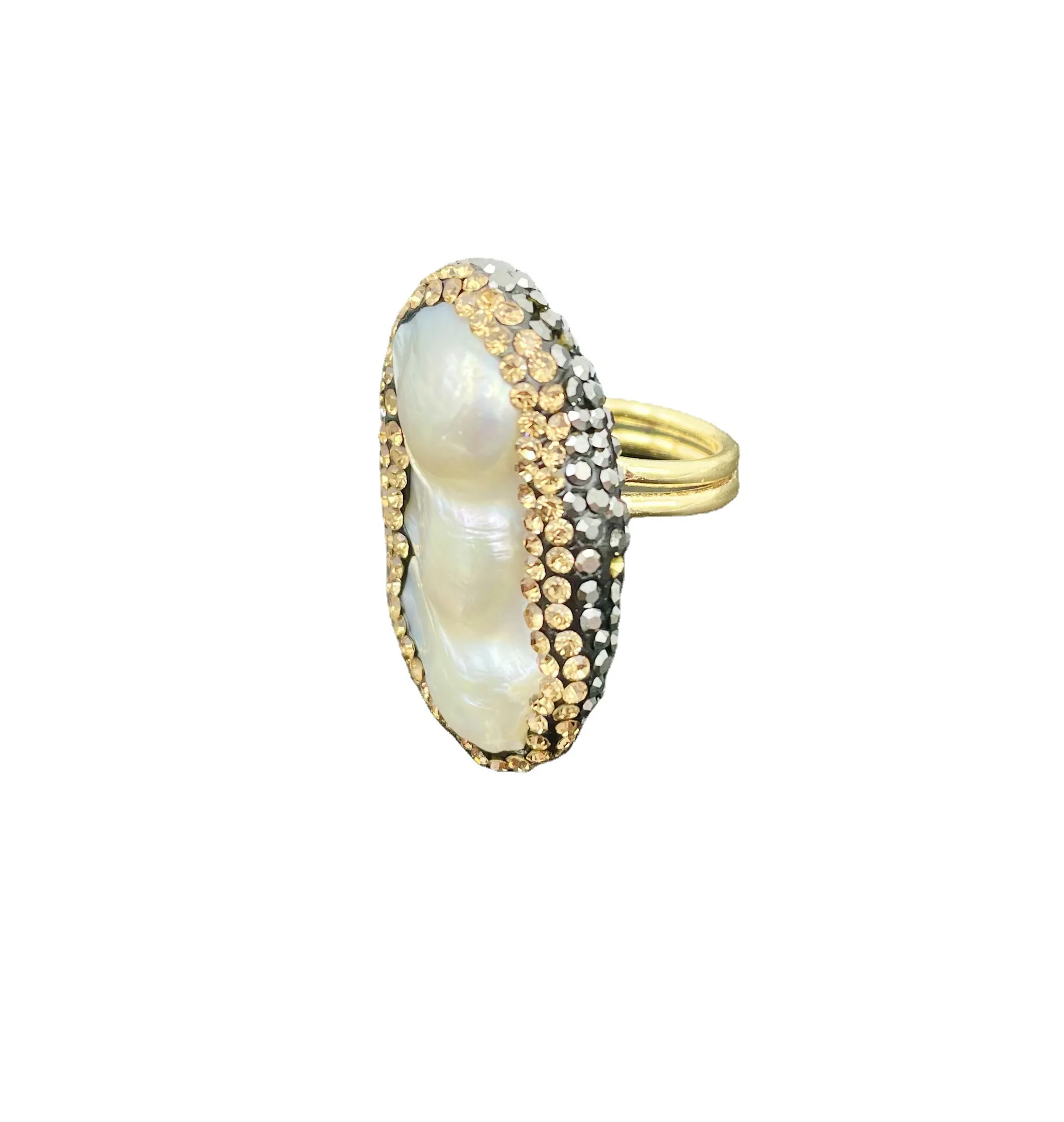 exquisite Baroque special-shaped freshwater pearl ring
