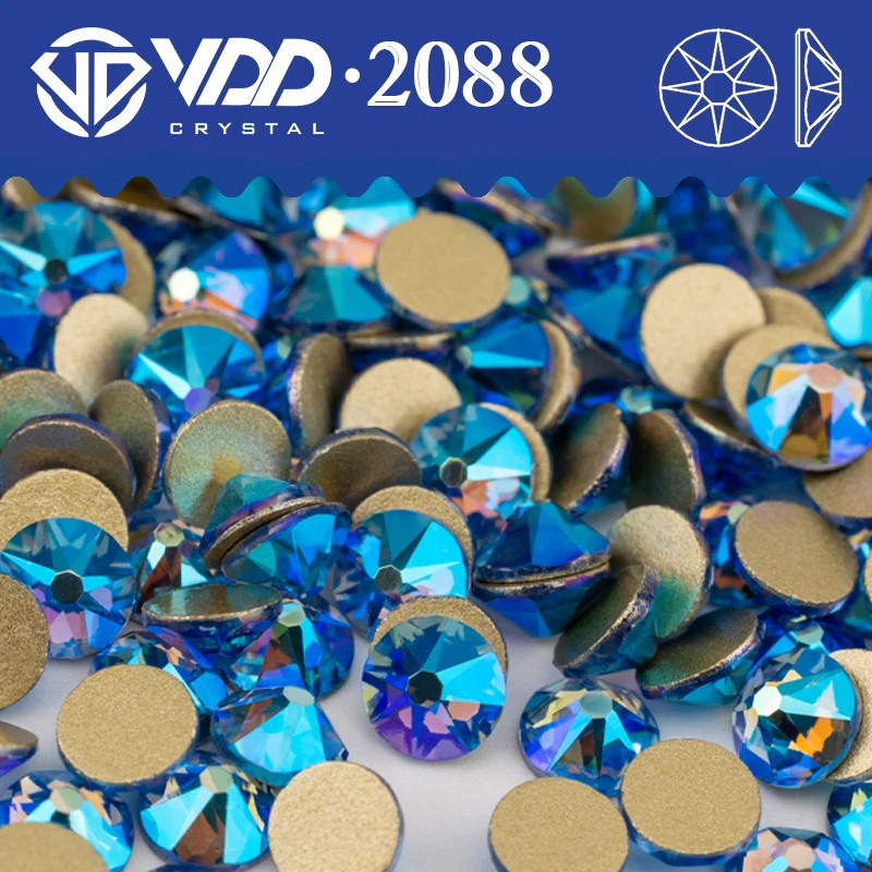 VDD 090 Lt.Sapphire AB SS16-SS30 Hochwertige AAAAA 2088 Strasssteine Kristall Flatback Steine zum Basteln Nail Art Zubehör