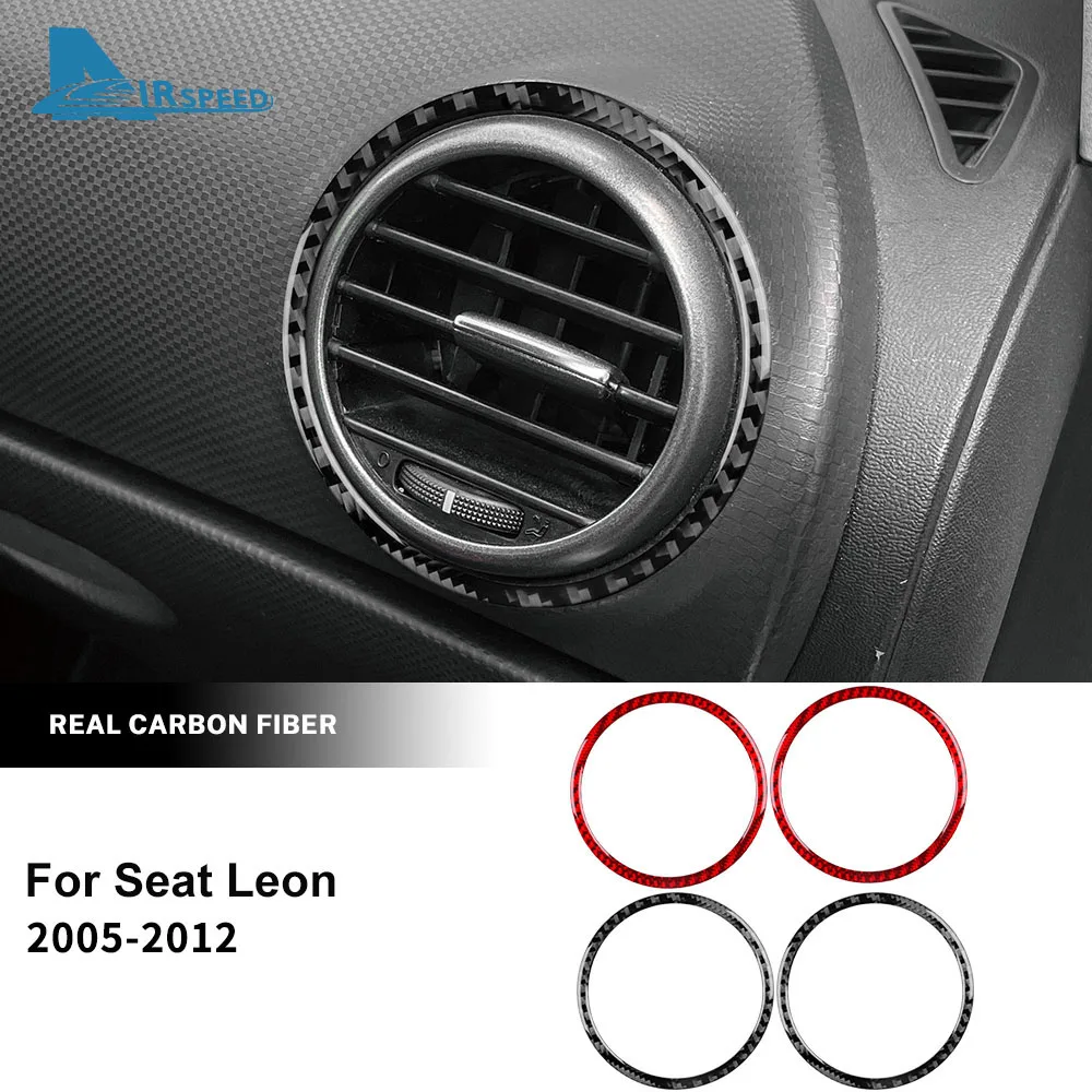 Real Soft Carbon Fiber Sticker For Seat Leon Car Side of Center Console Outlet Trim