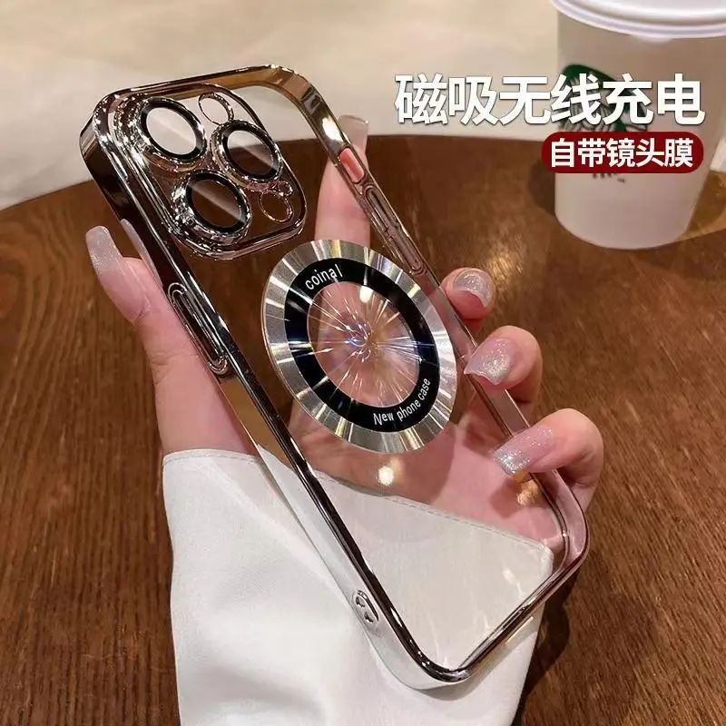 Magsafe Magnetic Apple 15 Case with Lens Film iPhone14Promax Drop Protection 13/12 Soft Case 11 15proamx 14promaax 13promax 12pr