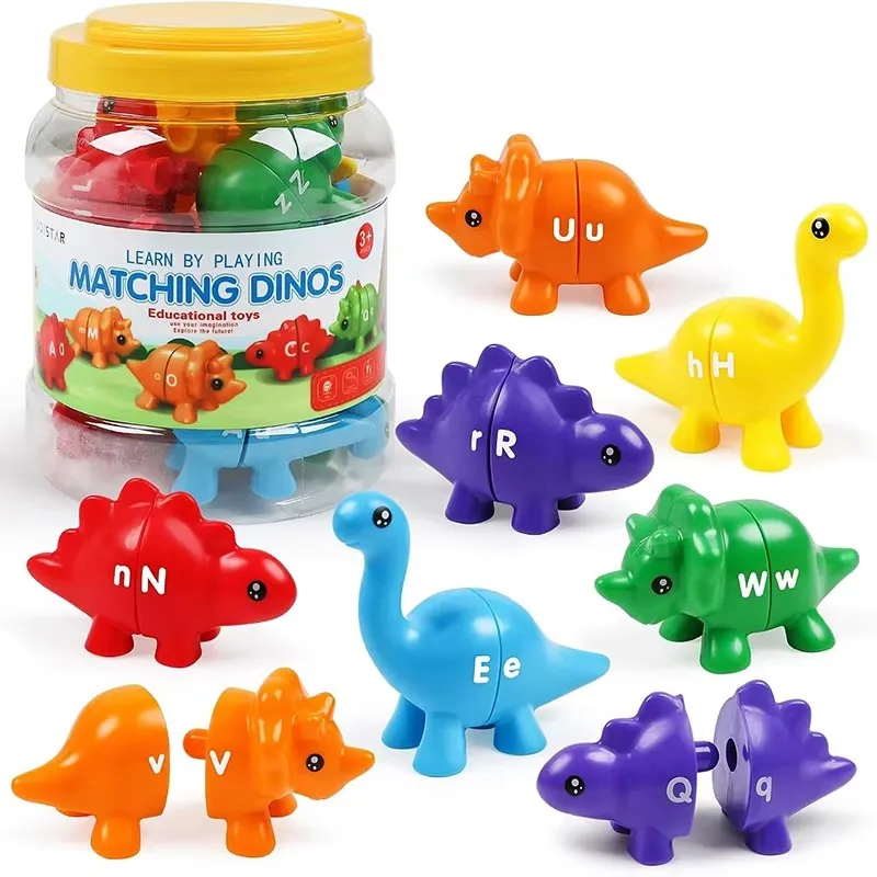 Kid Matching Letters Dinosaur Toy Toddlers Double-Sided Letters Montessori Preschool Educational Fine Motor Jigsaw Puzzle Toy