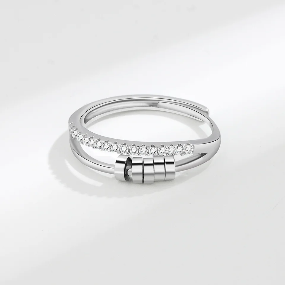 PABBEU Anillo De Ansiedad Para Mujer De Plata De Ley 925, Anillo