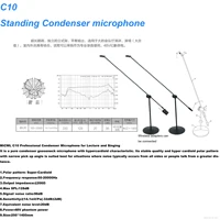 Microphone à confenser sur pied MiCWL C10, micro super cardioïde pour groupe de chorales, poteau de scène en Studio avec support 4