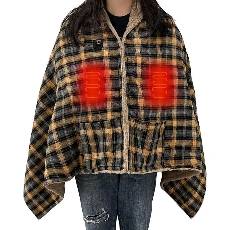 

Rechargeable Heated Blanket Usb Checkerboard Electric Blanket Powered By Power Bank Winter Warmer Body Heater For Home Journey