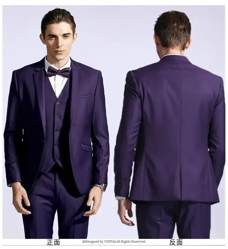 

Purple Men Suit Slim Fit Stylish 3 Piece Tuxedo Custom Groom Fashion Prom Party Jacket Ternos Masculino Completo Costume Homme