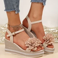 Vintage Flowers Wedge Heel Sandals Women Summer Beach Non Slip Platform Sandals Woman Ankle Srtrap Thick Bottom Sandalias Mujer - Image 4