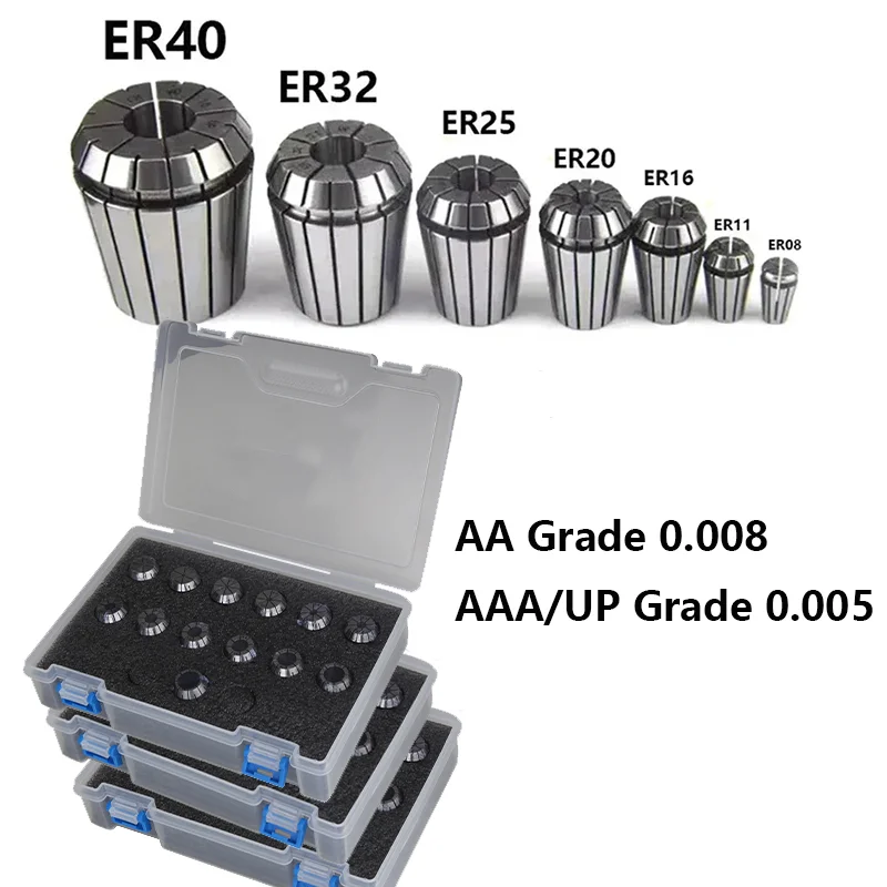 

ER11 ER16 ER20 ER25 ER32 ER40 Set ER Spring Collet Chuck A 0.015mm AA 0.008mm for CNC Milling Tool Holder Engraving Machine