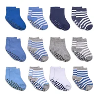 12 Pairs/lot 0 to 4 Yrs Cotton Children's Anti-slip Non Skid Socks For Boys Girl Floor Kid Sock With Rubber Grips Four Season 1