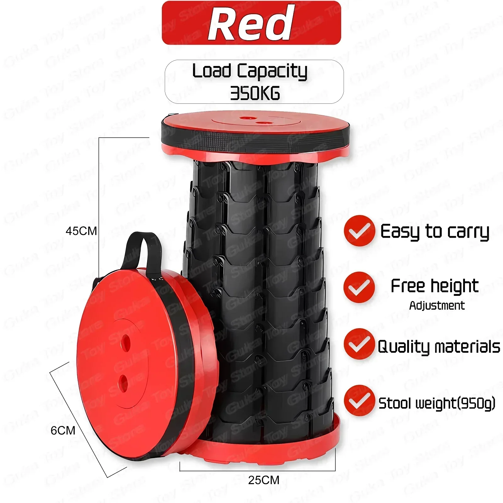 Folding Stool Heavy Duty Collapsible Telescoping Stool Load Capacity 400lbs Portable Retractable Camping Fishing