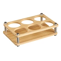 6 Holes Wooden Glass Holder Display Rack Bar Wine Drinks Cup Storage Carrier Flight Tasting Serving Tray Kitchen Tools 1