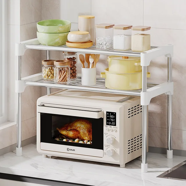 ห้องครัวสูงการออกแบบเครื่องปรุงรสRackไมโครเวฟRackBilayerเตาอบโมเดิร์นMinimalismอุปกรณ์ครัวOrganizer 1