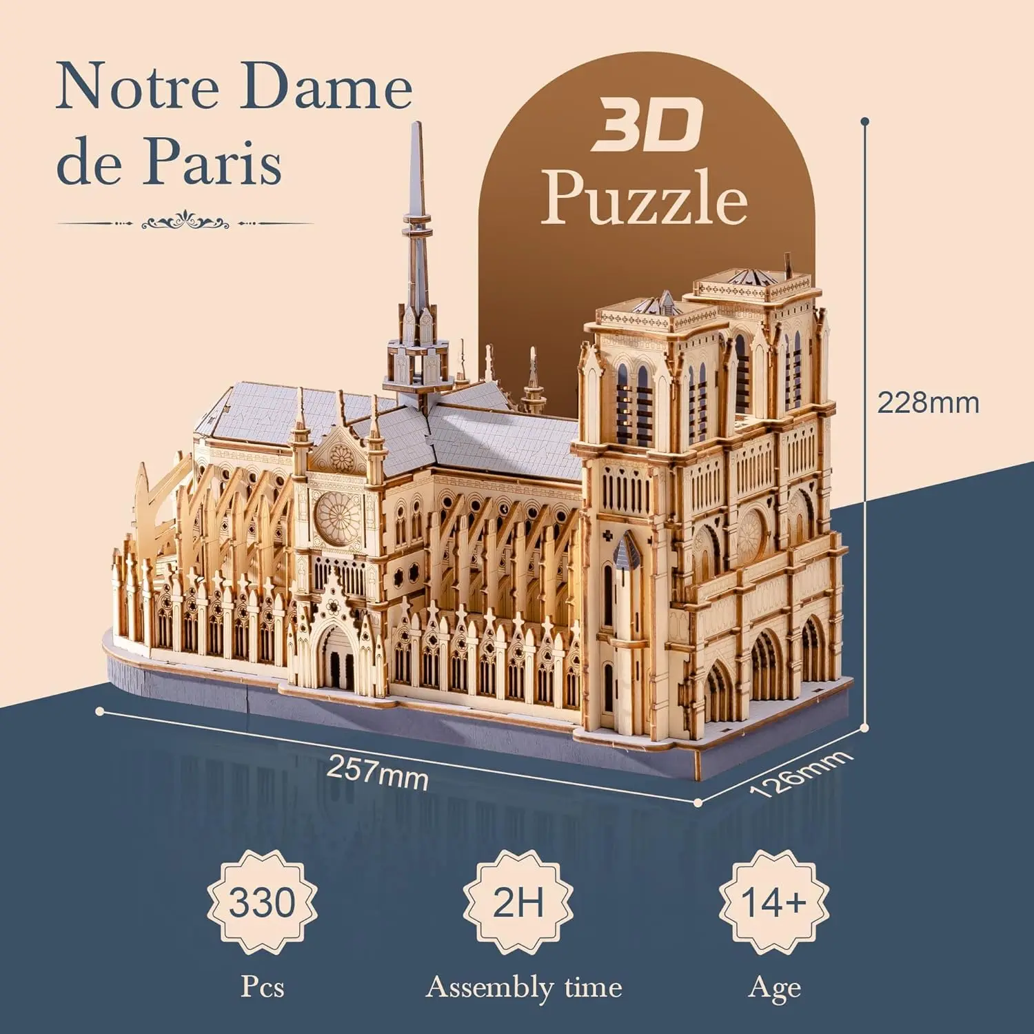 Robotime Rokr 3D Puzzle Paris Cathedral Wooden Model Kit for Adults to build DIY Toy Building Construction Craft Kits Ideal Gift 3