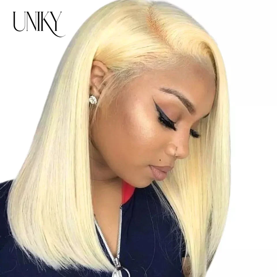 613 Honey Blonde Colored Short Bob Wig Cheap Part Brazilian Hair Bone