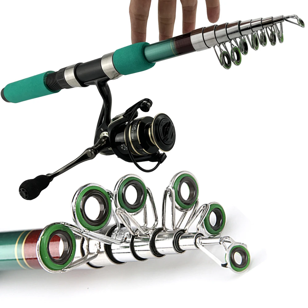 GHOTDA Ocean Fishing Combos Spinning Telescopic Fishing Rod Carbon Fibre  and Metal Spool Spinning Reel 5.2:1 Bass Crap Fishing