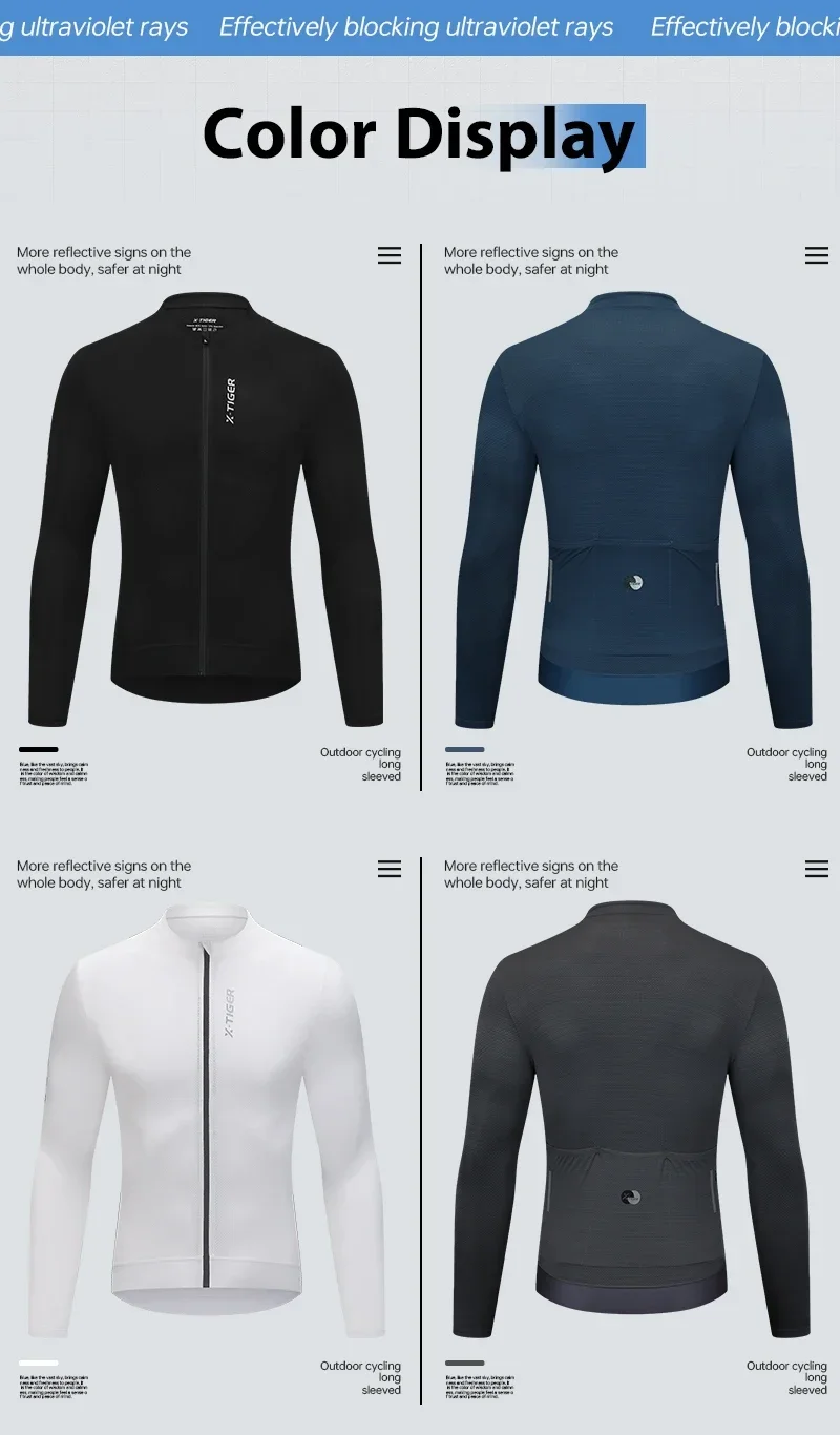 X-TIGER Herren-Radtrikot, Herbst, drei Taschen, reflektierende Fahrradjacke, Sport, Mountainbike-Shirt, Ciclismo, langärmelig – Detail 2