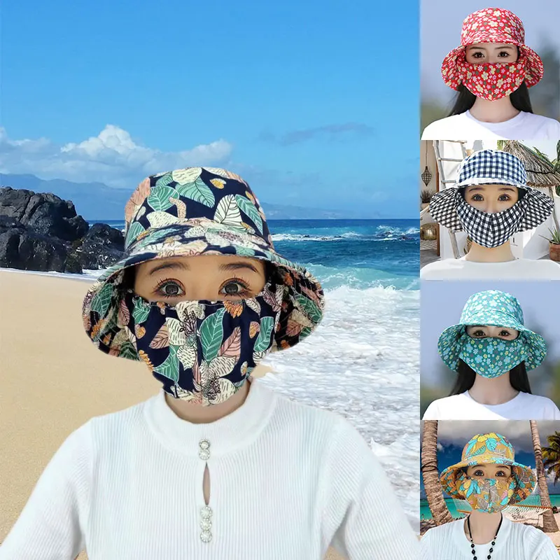 With Mask Agricultural Work Hat Fashion Wide Brim Bucket Hat Fisherman Four Seasons Dust Mask Tea Picking Cap Unisex