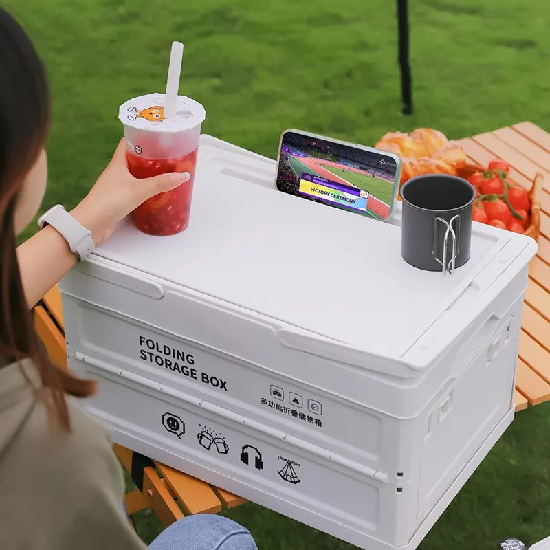 Poeticexist Capacity 22L, 32L, 56L Small Table with Handle Fabric Outdoor Collapsible Jewelry Shoe Plastic Folding Storage Boxes 2