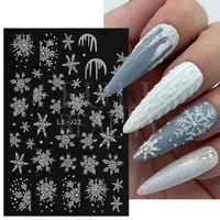 Glitter Christmas 3D Nails Stickers Snowflakes Xmas Elk Winter Snow Sliders Shiny Powder Design Heart French Nail Decals LS-J21 2