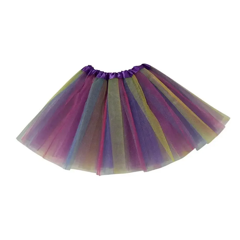 Multicolor Rainbow Tulle Princess Dance Skirt