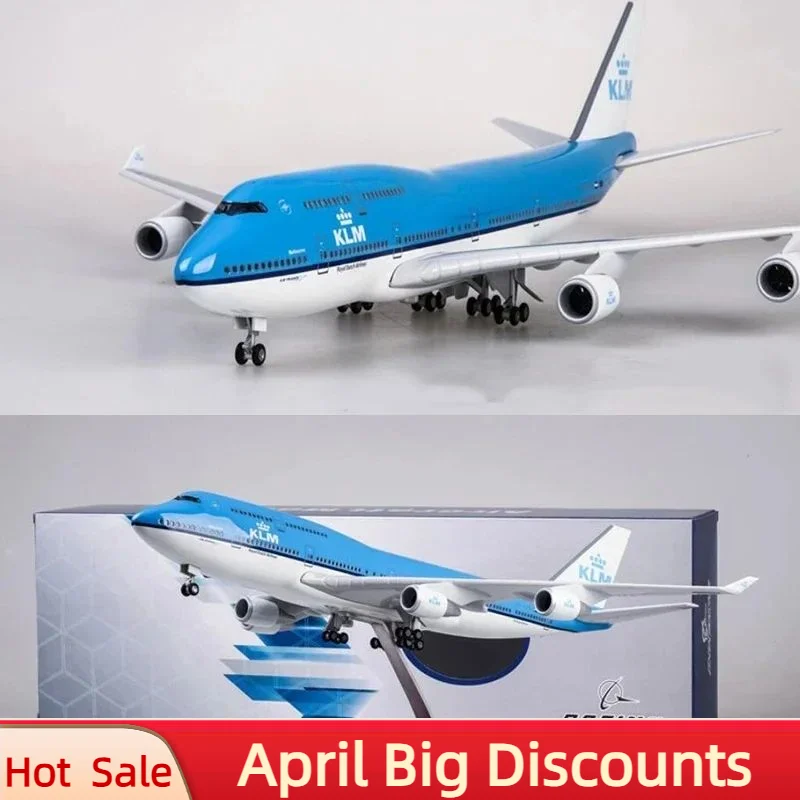 

1/157 47CM Airplane Boeing 747 B747 KLM Royal Dutch Airlines Model Light Wheel Diecast Plane Collection Airliner Gift Toys Show