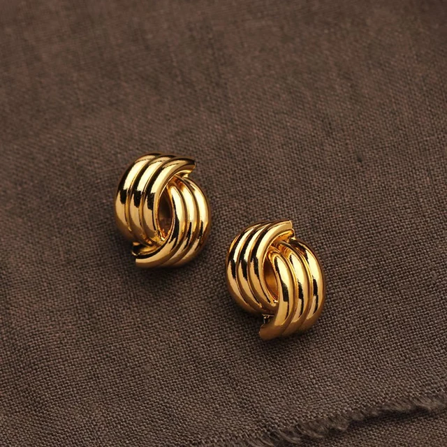 Fashion Glossy Three-Layer Textured Intersecting Knot Earrings 1