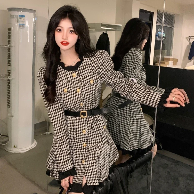 

Women Dresses Autumn and Winter French Vintage Celebrity Style Elegant Dresses Slim Evening Dress Female