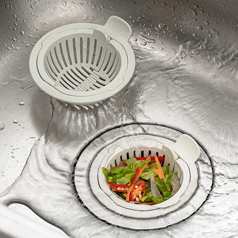 Easy Open Sink Filter Kitchen Bathroom Drain Basket Garbage Strainers Drainer Hair Catcher Prevents Blocking Sewer Drain Cover