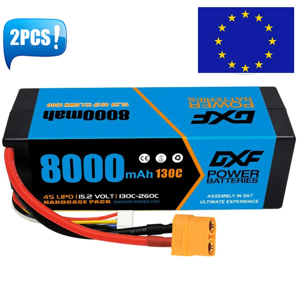(Eu)Dxf Lipo 4S 15.2V Batteria 8000Mah 130C Racing Series Hardcase Xt90 Per Rc Car Truck Bx Truggy Buggy Xmaxx Arrma 8S Fuoristrada