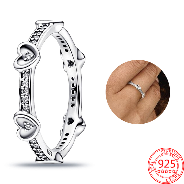 New Silver 925 Ring Stackable Infinite Heart Daisy Flower for Women Original Silver 925 Rings Brand Jewelry Gift