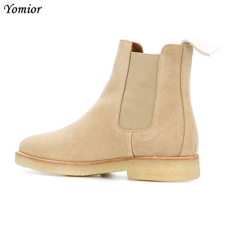 Handmade Luxury Brand Cow Leather Men's Chelsea Boots Autumn Winter Fashion Pointed Toe Wedding Vintage Motorcycle