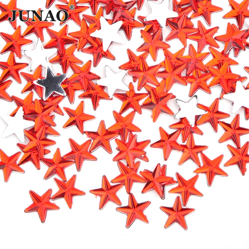 Rhinestones Star 100pcs 10mm Red Color Shape Rhinestone Glue Strass