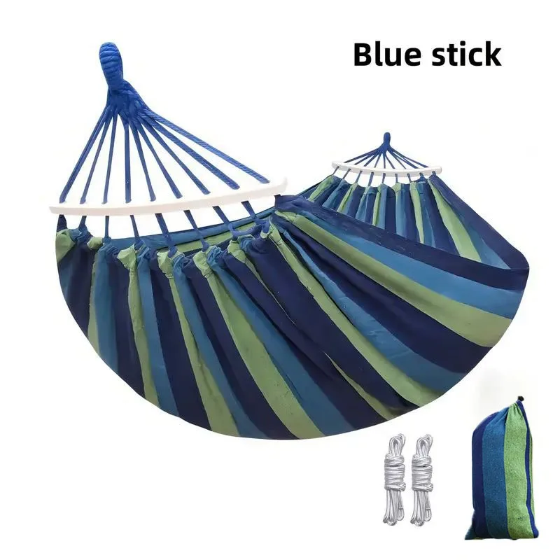 Colorful Striped Portable Camping Hammock with Storage Bag and Tree Tie Anti Tipping Design Suitable for Outdoor Camping