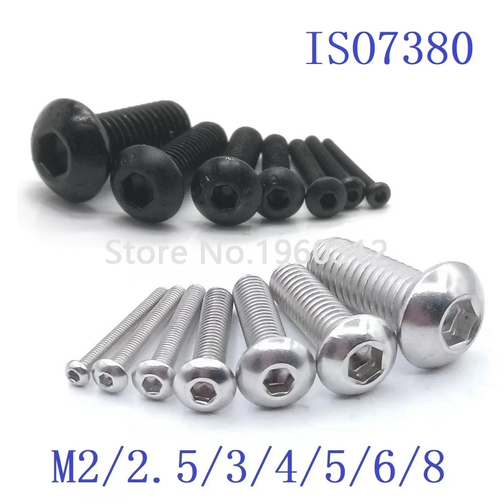 New M2.5 ISO7380 A2 SS Hexagon Socket Button Head Screws 5/10/20/30/50/100pcs 