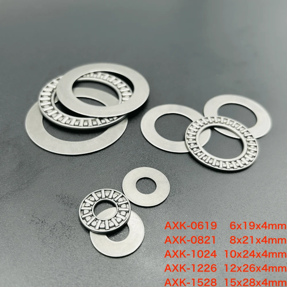 Thrust Needle Roller Bearing With Two Washer 5 Sets AXK0619+2AS AXK0821+2AS AXK1024+2AS AXK1226+2AS AXK1528+2AS 3-in-1