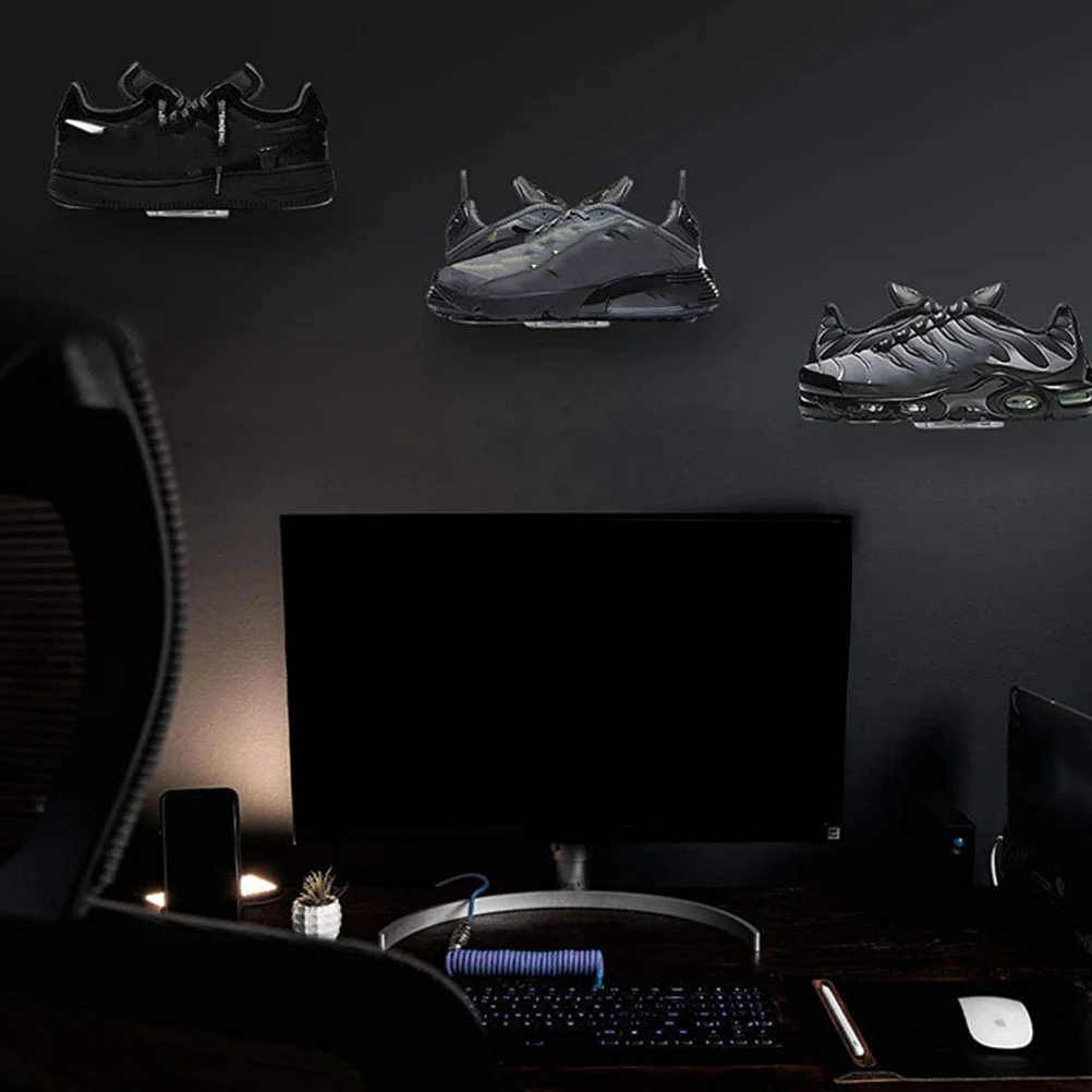 

6 Pcs Clear Shoe Display Holder Shelf Show Shelves For Sneakers Stand Floating Sports Acrylic