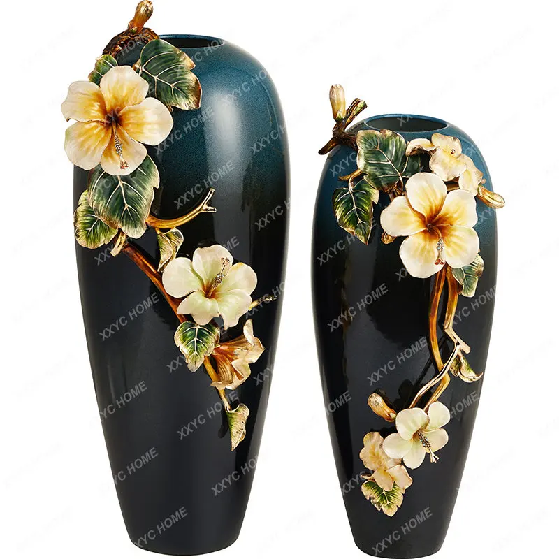 

Ceramic Vase Household Living Room Desktop Enamel Color Hallway Creative High-End Dried Flower Flower Arrangement Decoration