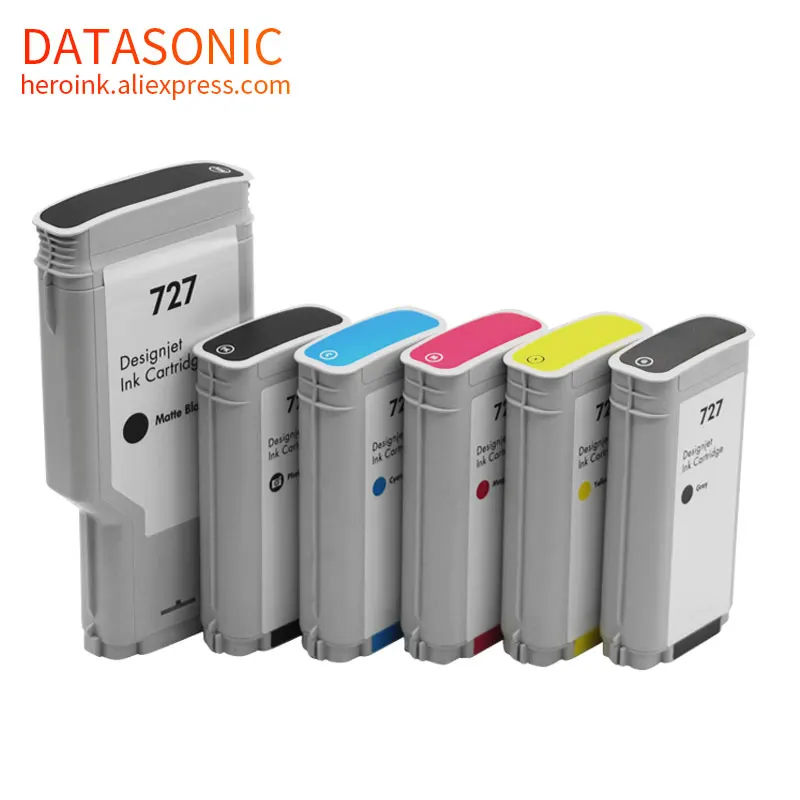Lot De 6 Cartouches HP 727 Originales 300 Ml – Noir, Cyan, Gris, Magenta, Jaune + Tête