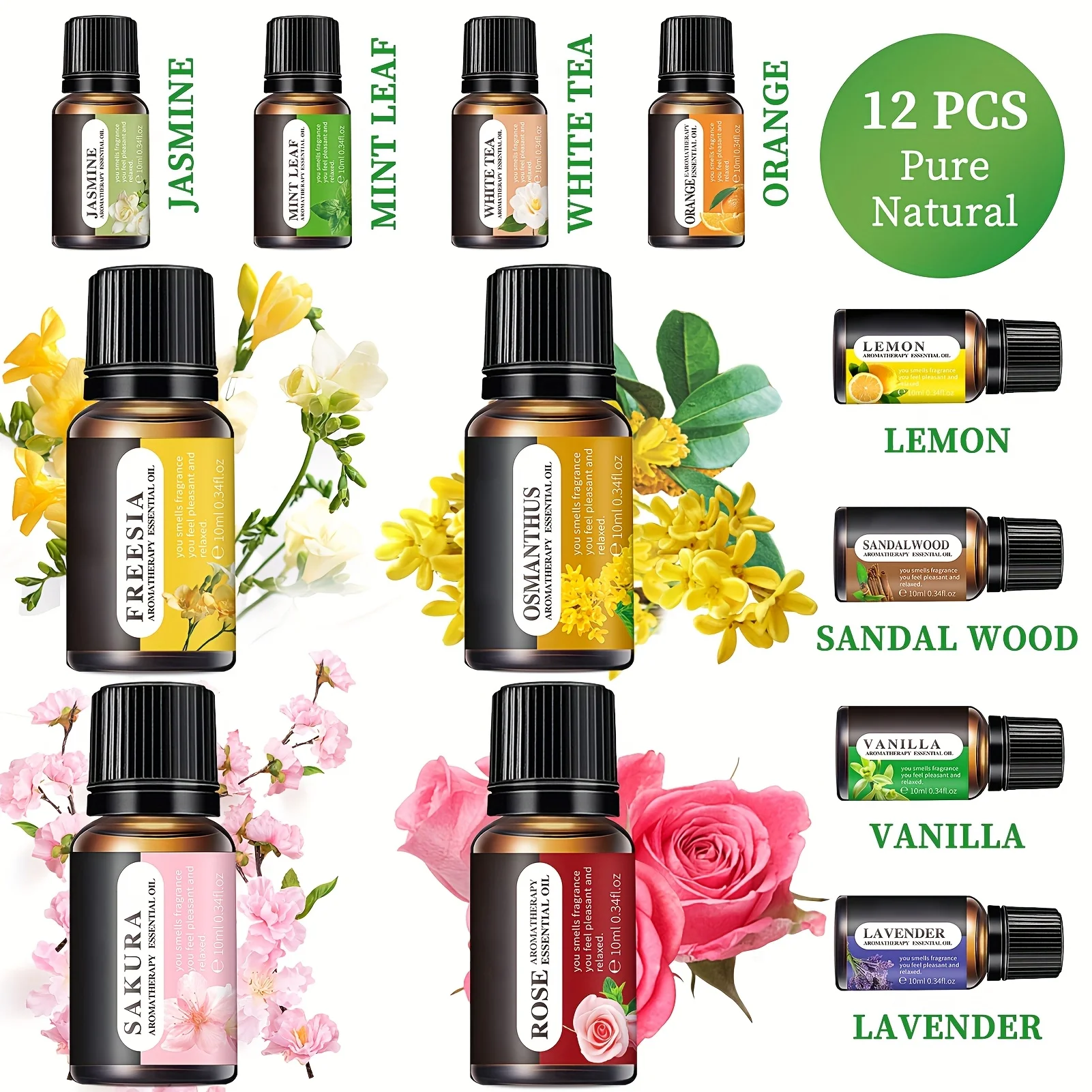 Essential Oil Sets Bottle Sets Home Care Fragrance Humidifier Aromatherapy Essential Oil Set Gifts essential oil set 12PCS