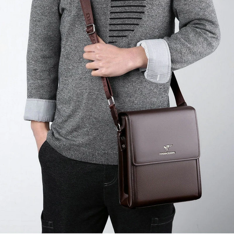 Shoulder Bag For Men PU Leather Porter Briefcase Cross Business Messenger Designer Luxury Crossbody Side Phone Bag Pouch Husband