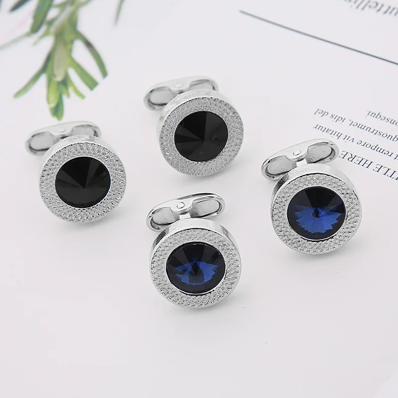 1 Paar zarte Schmuck Herren Manschettenknöpfe Emaille Kristall Runde Hochzeit Party Manschettenknopf Französisch Hemd Manschettenknöpfe Freund Geschenke – Detail 10