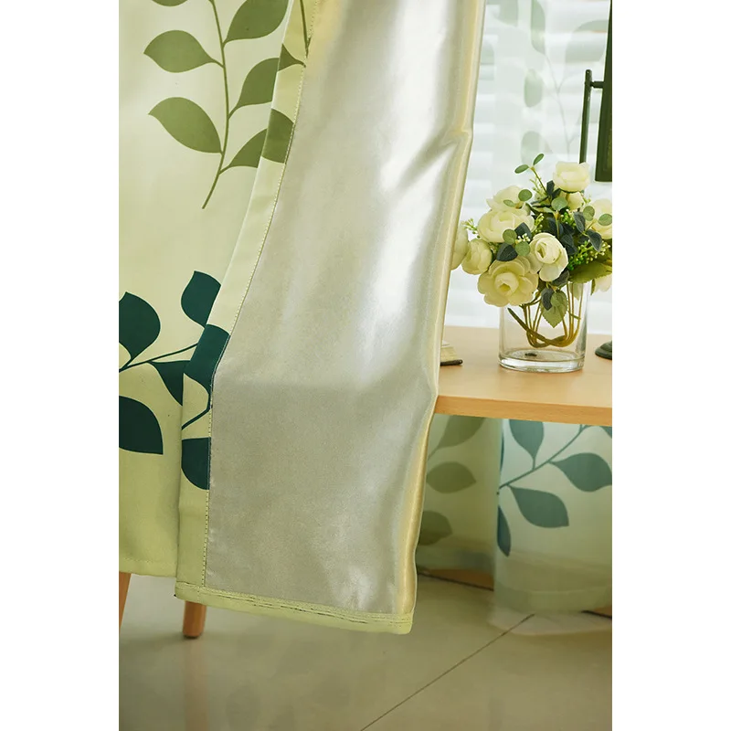 1PC Rural Wind Leaves  Shading Curtains Small Fresh Black Silk Curtains 3