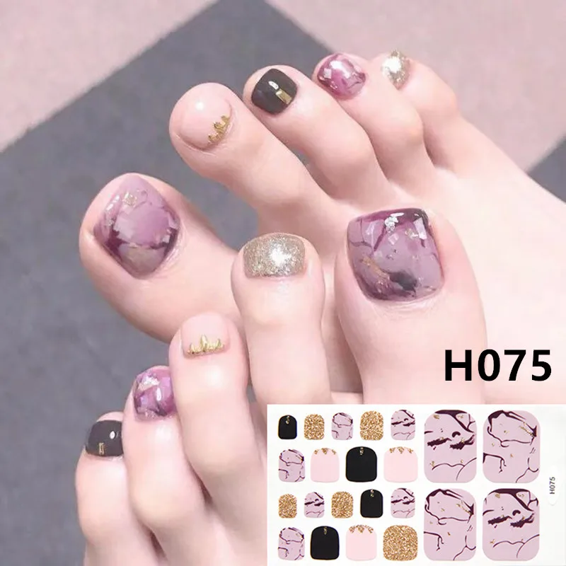 Nail Stickers Decorative Stickers Nail Art Decoration Nail Decals 1PC Toenail art Full-Cover Sticker Sheet For ToeNail Sticker Nail Strips Flower Ink Glitter Pedicure