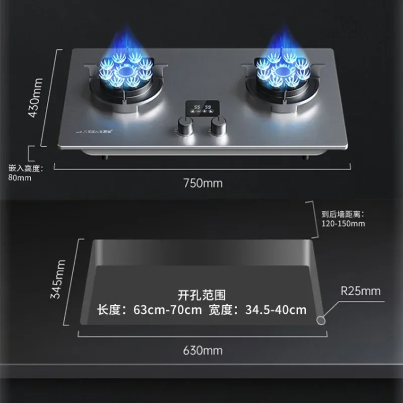 Can Be Turned up Timing Fierce Fire Gas Double Burner Household Gas Furnace Natural Liquefied Petroleum Stove Embedded