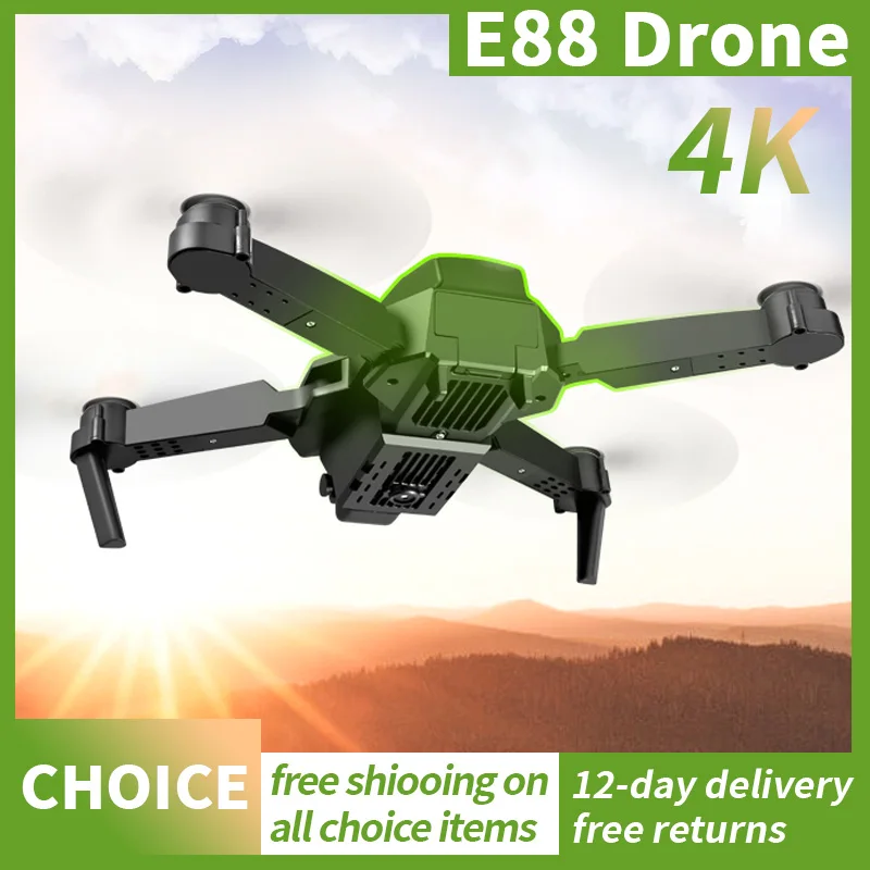 NEW E88 Drone Professional 4K HD Dual Cameras LED lighting Aerial Photography Omni-directional Foldble RC FPV Toys Helicopter